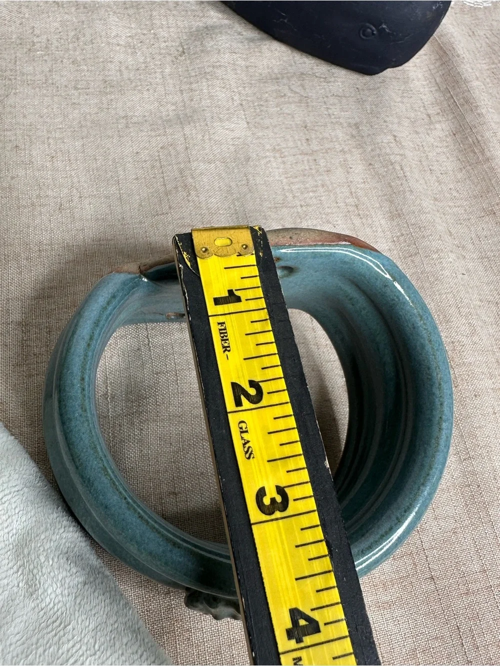 Vintage Teal Ceramic Wall Mount Towel Holder with Shell Motif